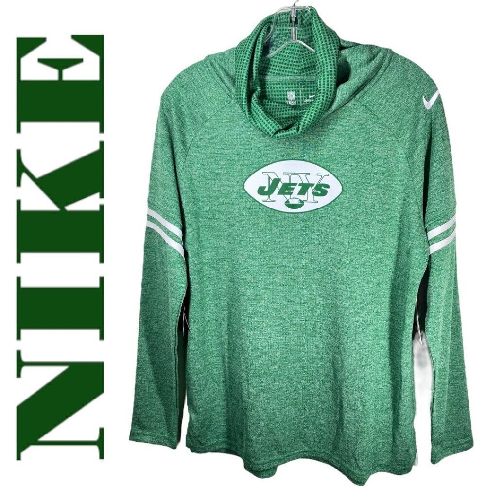 NWT NIKE NY JETS Women’s Relaxed Fit Cowl‎ Neck Logo Green Sweatshirt, Medium